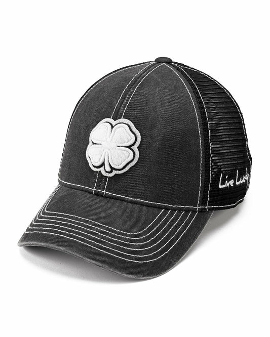 Vintage Two-Tone Black Golf Hat with Black Mesh