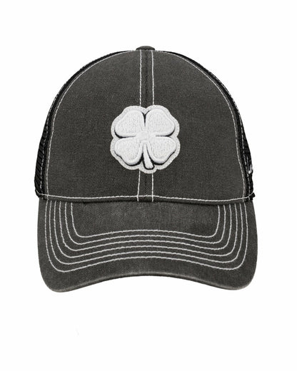 Vintage Two-Tone Black Golf Hat with Black Mesh