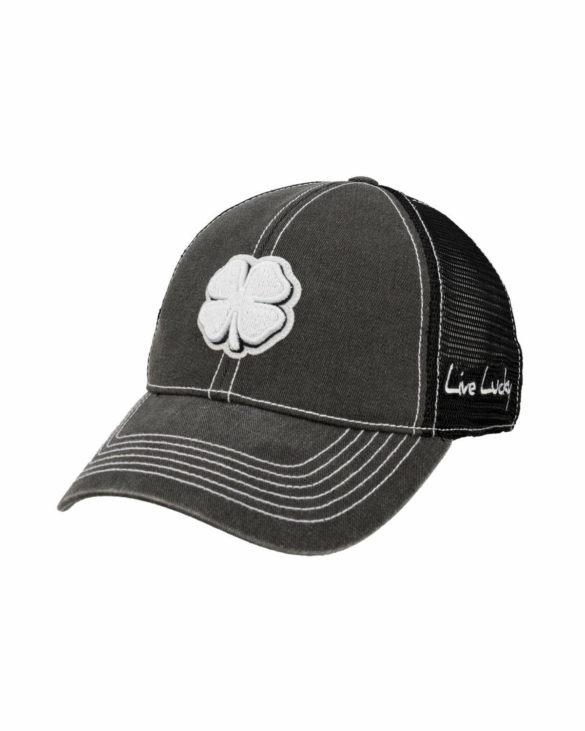 Vintage Two-Tone Black Golf Hat with Black Mesh