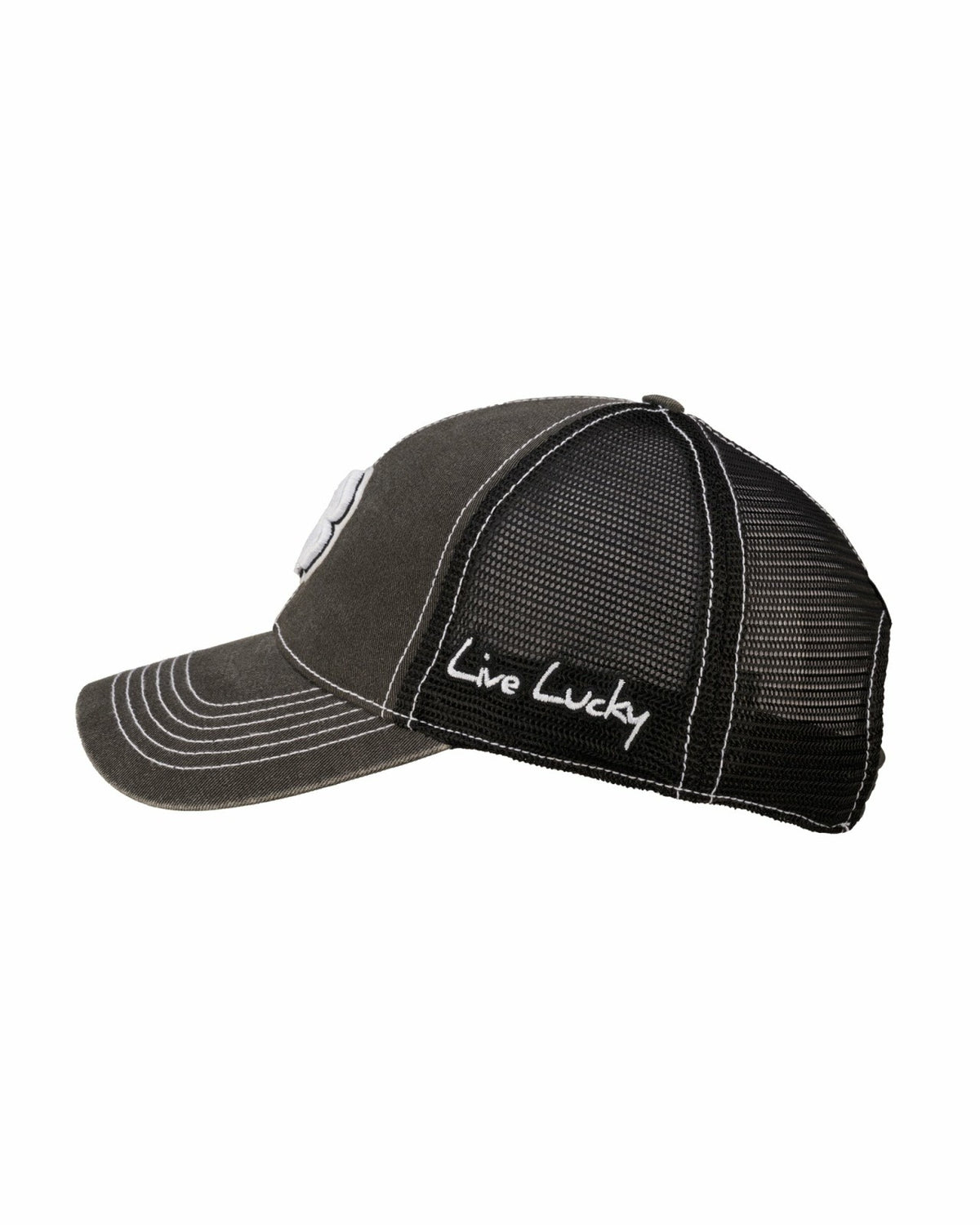 Vintage Two-Tone Black Golf Hat with Black Mesh