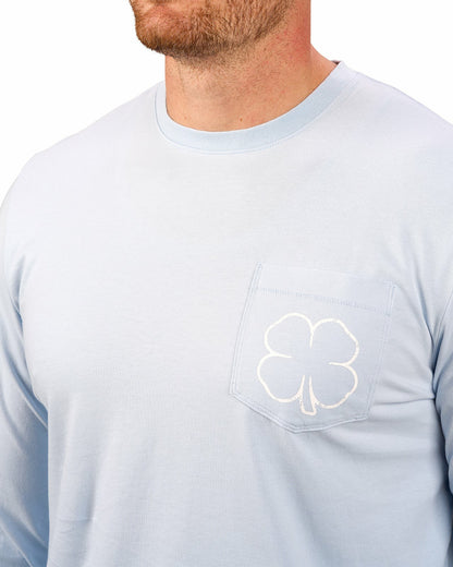 Retro Long-Sleeved Light Blue Graphic T-Shirt