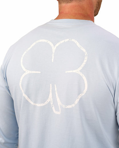 Retro Long-Sleeved Light Blue Graphic T-Shirt