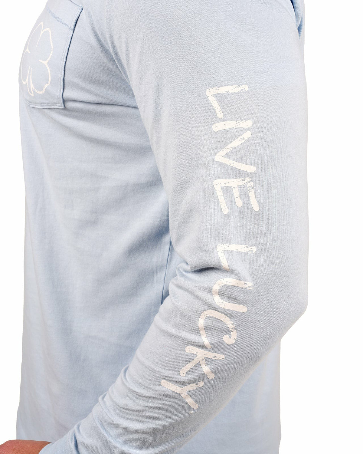 Retro Long-Sleeved Light Blue Graphic T-Shirt