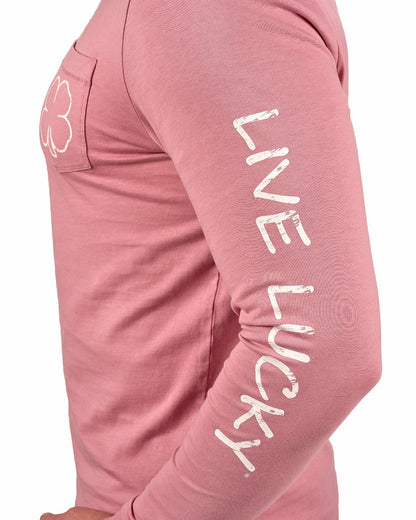 Retro Long-Sleeved Pastel Pink Graphic T-Shirt